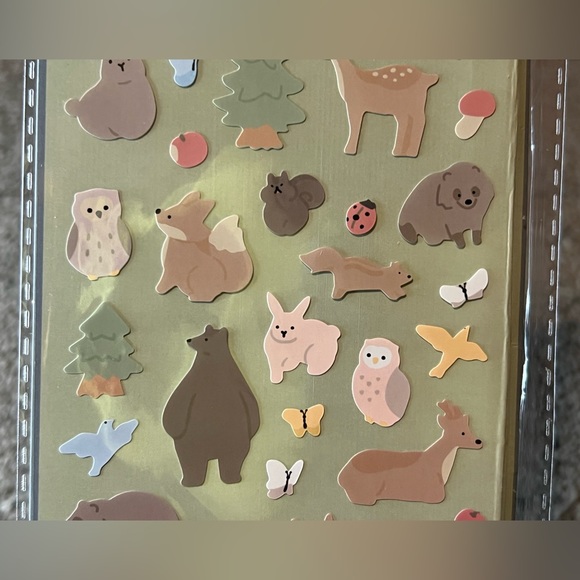 Daiso Forest Animal Sticker Sheet Japan Exclusive Kawaii Raccoon Deer Bear Owl - Picture 4 of 6